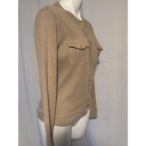 Esprit Tan Utility Button Front Sweater - Medium - Picture 5 of 9